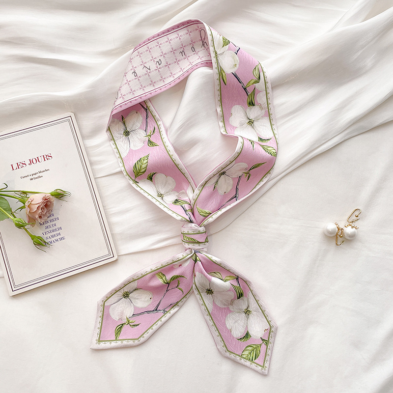 Silk Neck Scarf - Korean Silk Satin Long Scarf For
