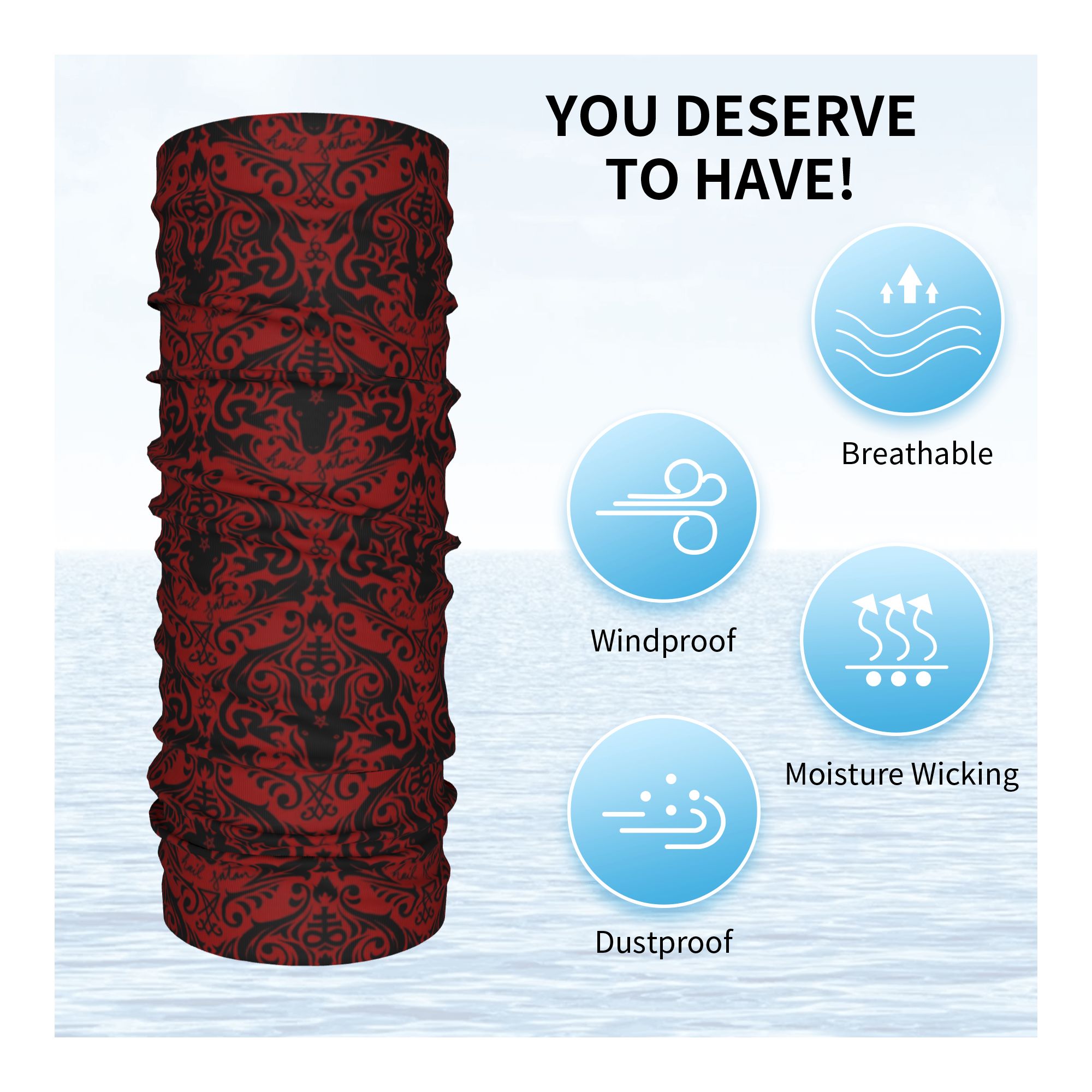 Baphomet Damask Hail Satan Bla - đánh giá và giá Neck Warmer Tube