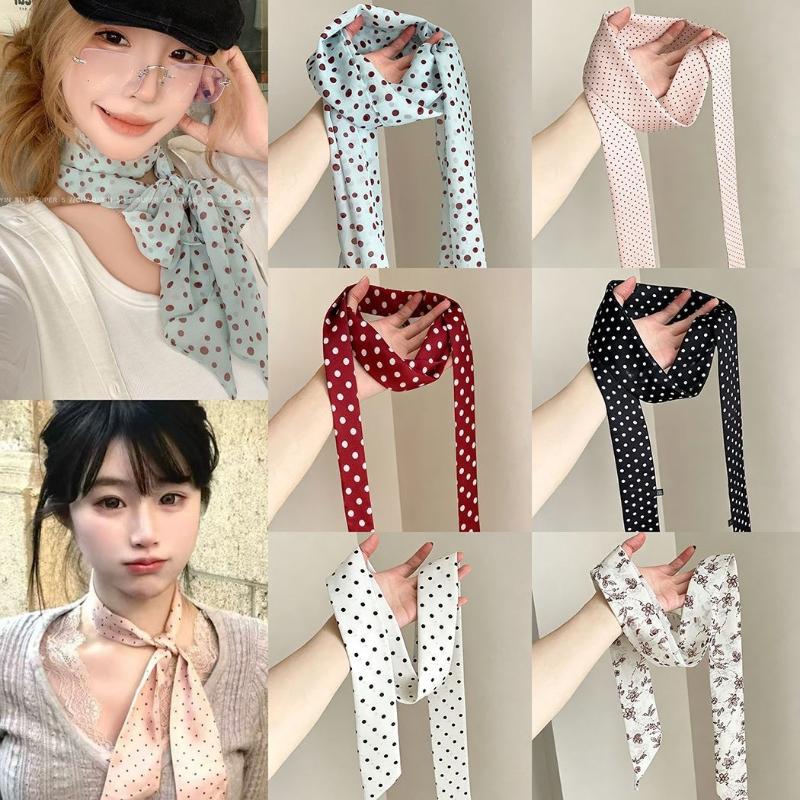 Polka Dot Floral Print Silk Sc - đánh giá và giá Silk Neck Scarf