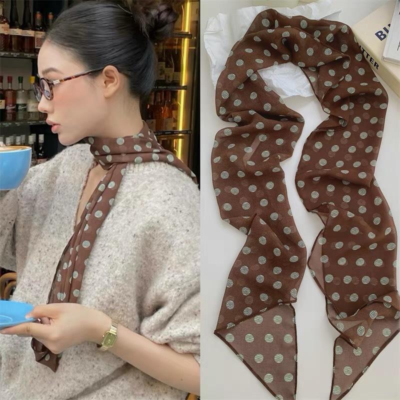 Polka Dot Floral Print Silk Sc - đánh giá và giá Silk Neck Scarf