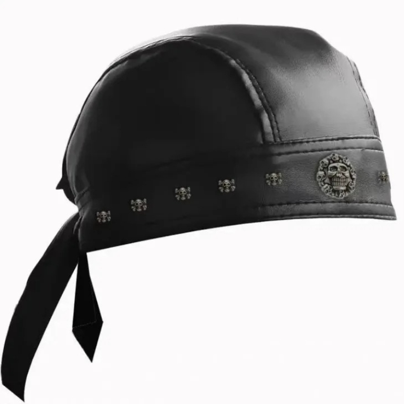 PU Leather Black Biker Adjusta - đánh giá và giá Bandana Doo Rag