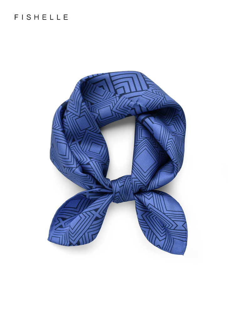 Geometric printed real silk tw - đánh giá và giá Silk Neck Scarf